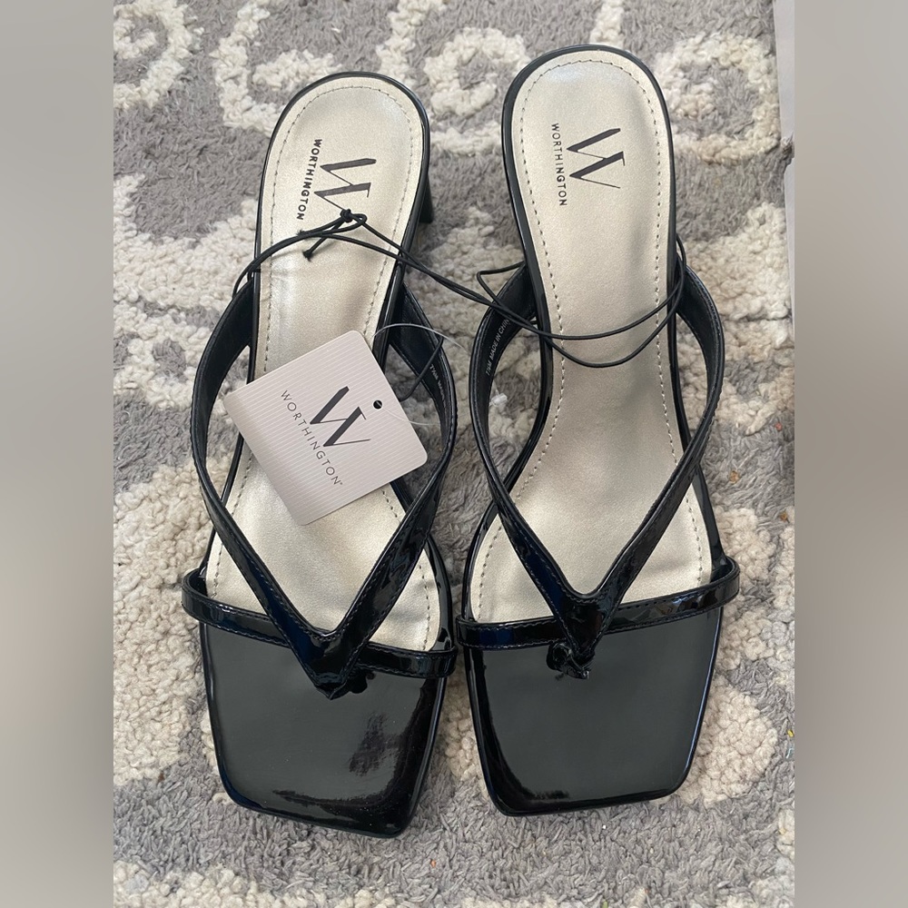 Worthington Goodwin dress sandal heels, new in box, JC Penny, black, women’s 7.5